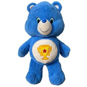 Care Bears Champ Bear Plush Blue Trophy Stuffed Animal Just Play 2015 Toy 20in